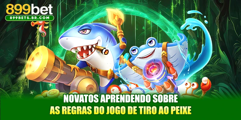 Novatos aprendendo sobre as regras do jogo de tiro ao peixe